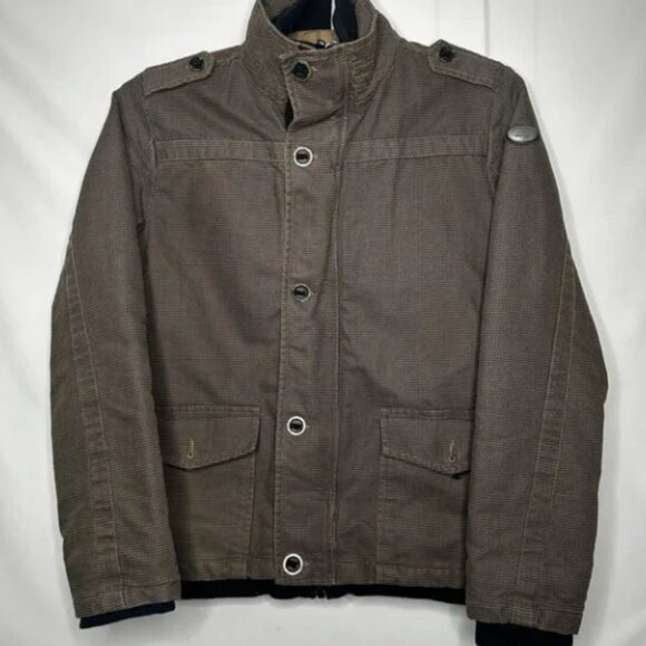 Vintage Scotch & Soda Heritage Houndstooth Quilted Lined Jacket Coat Brown M - Picture 1 of 14